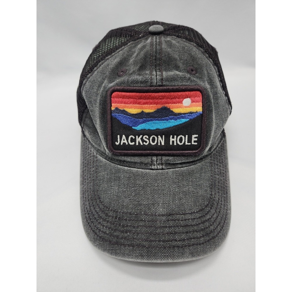 Jackson Hole Snapback Trucker‎ Hat Black One Size Adjustable Embroidered Legacy